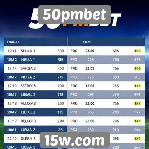 Comparação de odds no 50pmbet e concorrentes